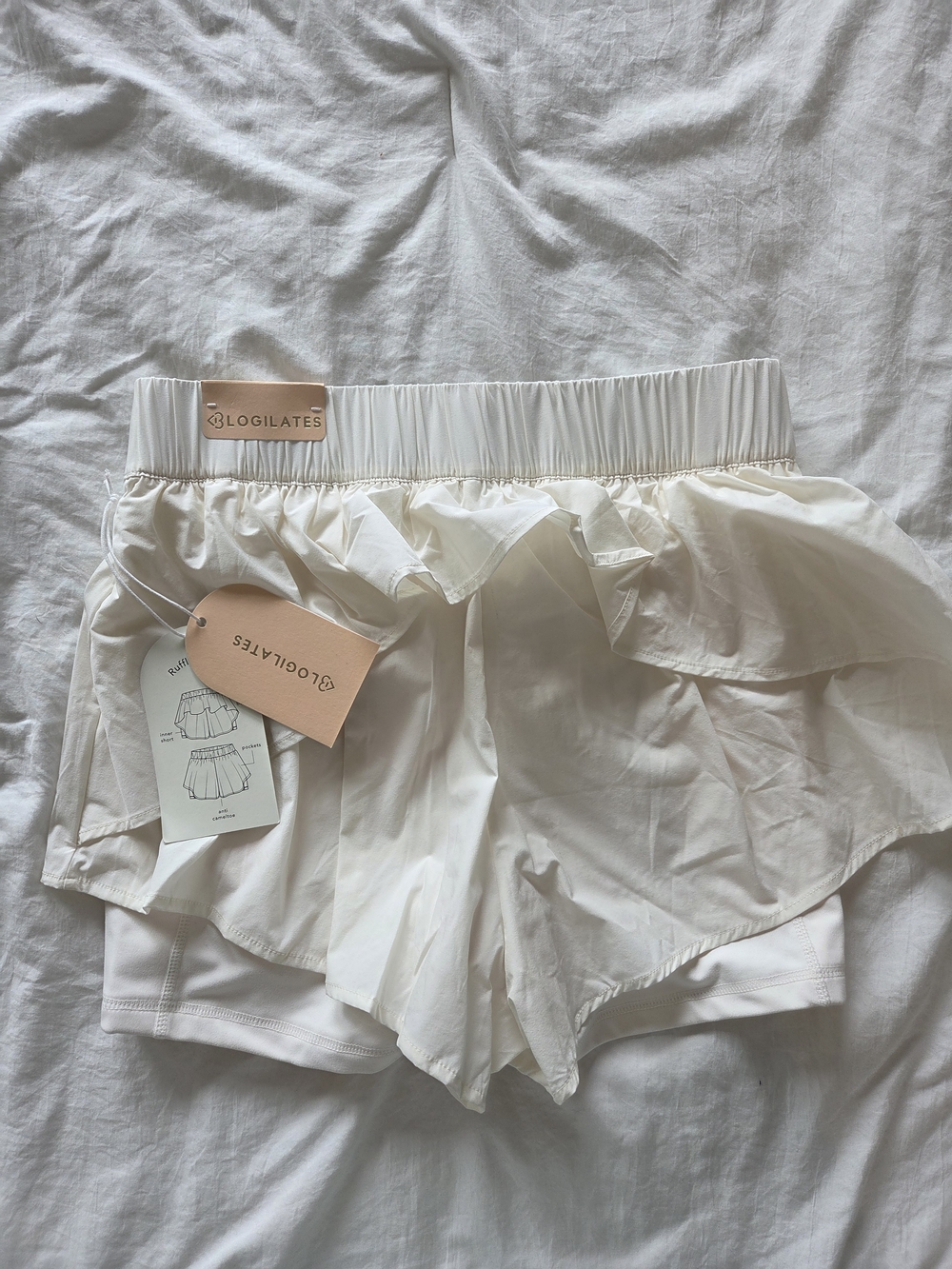 Blogilates Cream Ruffle Layered Women’s Shorts - New With Tag